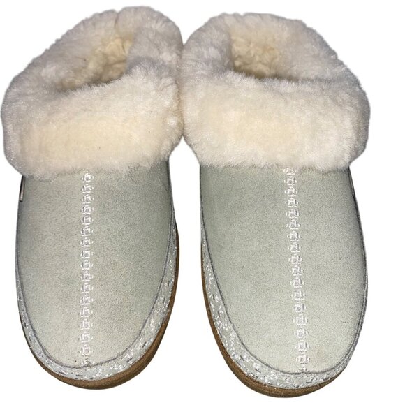 Acorn Women's Greta Embroidered Clog Slipper shoes suede desert sage size 5-6 - Picture 2 of 9